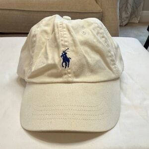 Polo by Ralph Lauren Off-White Cap with Navy Embroidery